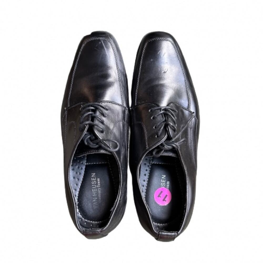 GUC Van Heusen Mens Black Memory Foam Dress Oxford Shoes.  Size 11